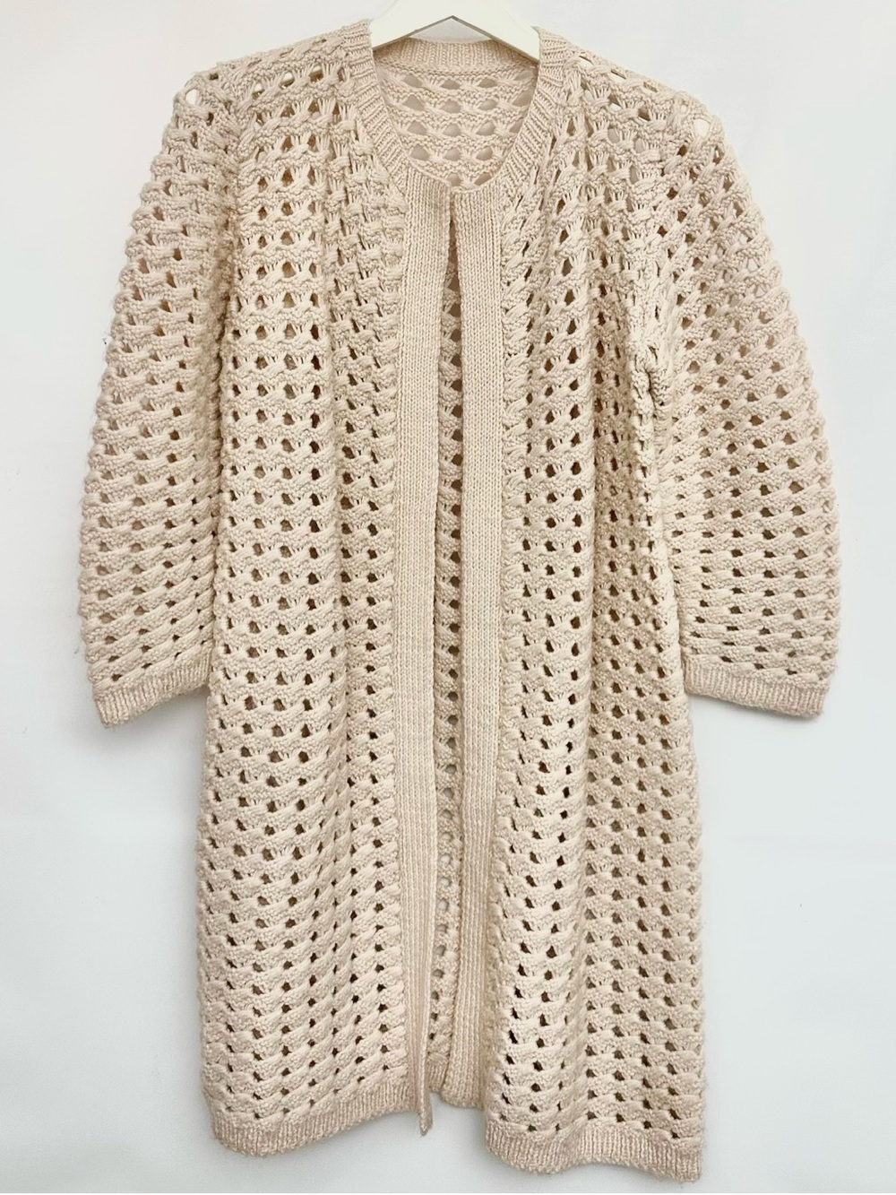 HANDMADE Open-Knit Long Cardigan